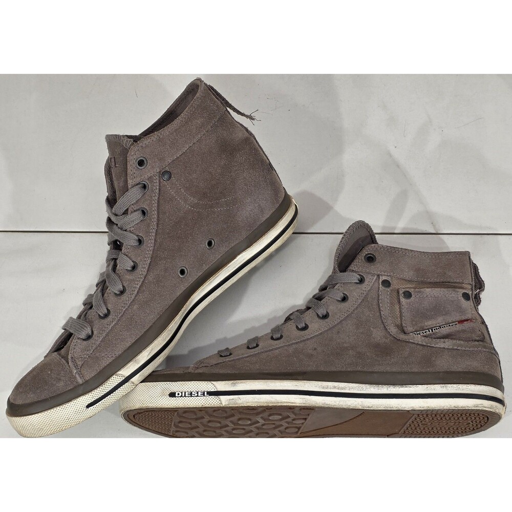 Diesel Exposure l Suede Sneakers Mens 11 Gray High Top Y2K Streetwear Grunge